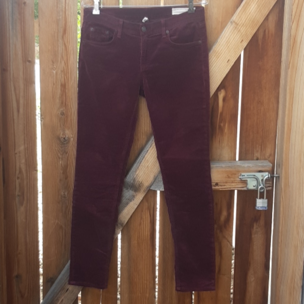 Rag & bone jeans corduroy skinny burgundy pants